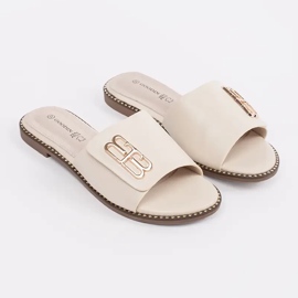 Goodin Light -Biige Women Claps na rovné podrážce s ozdobou béžový 1