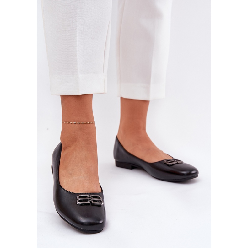Vinceza Elegantní dámské baleríny s dekorací Vincez 62206 černá 2