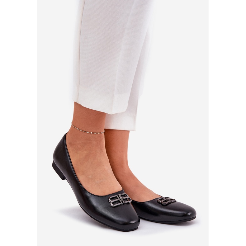 Vinceza Elegantní dámské baleríny s dekorací Vincez 62206 černý 1