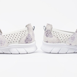 Goodin Bílé kožené sportovní baleríny bílé otevřené práce bílý 1 Goodin Bílé kožené sportovní baleríny bílé otevřené práce bílý 1