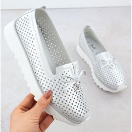 S. BARSKI Dámské kožené boty Openwork Silver S.Barski LR51-631 stříbrný 1