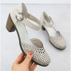 Dámské kožené sandály na Rieker 40902-60 Beige Post béžový 1