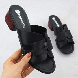 Dámské kožené žabky na Black Remonte R8759-01 Block černý 1
