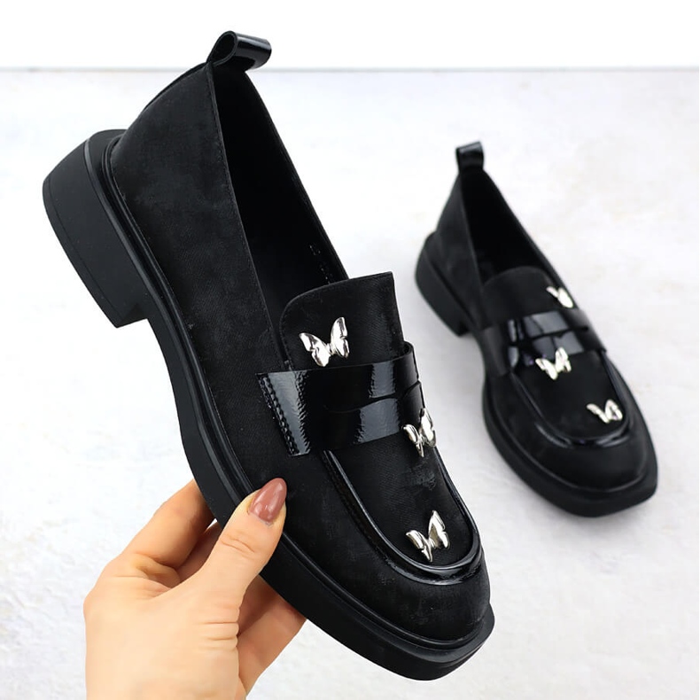 Dámské boty pánové s motýly Black Potocki SZ12650 černá 1