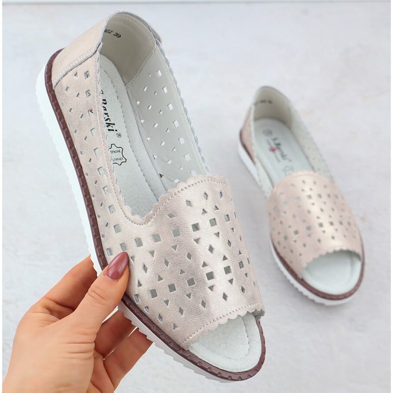 Dámská kožená bota Otevřená špička Beige S.Barski LR51-922 béžový 1