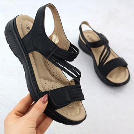 Dámské sandály na platformě pohodlné Black UNISOFT 8875 černá 1