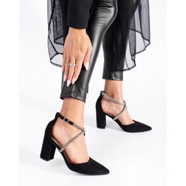 Semišové černé lodičky s flitry černý 2