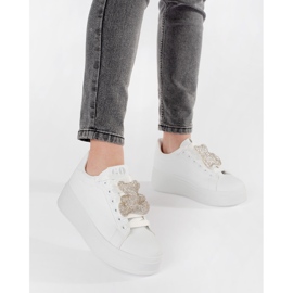 Bílé tenisky na platformě medvídka bílý 2 Bílé tenisky na platformě medvídka bílý 2