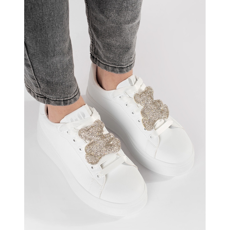 Bílé tenisky na platformě medvídka bílý 1 Bílé tenisky na platformě medvídka bílý 1