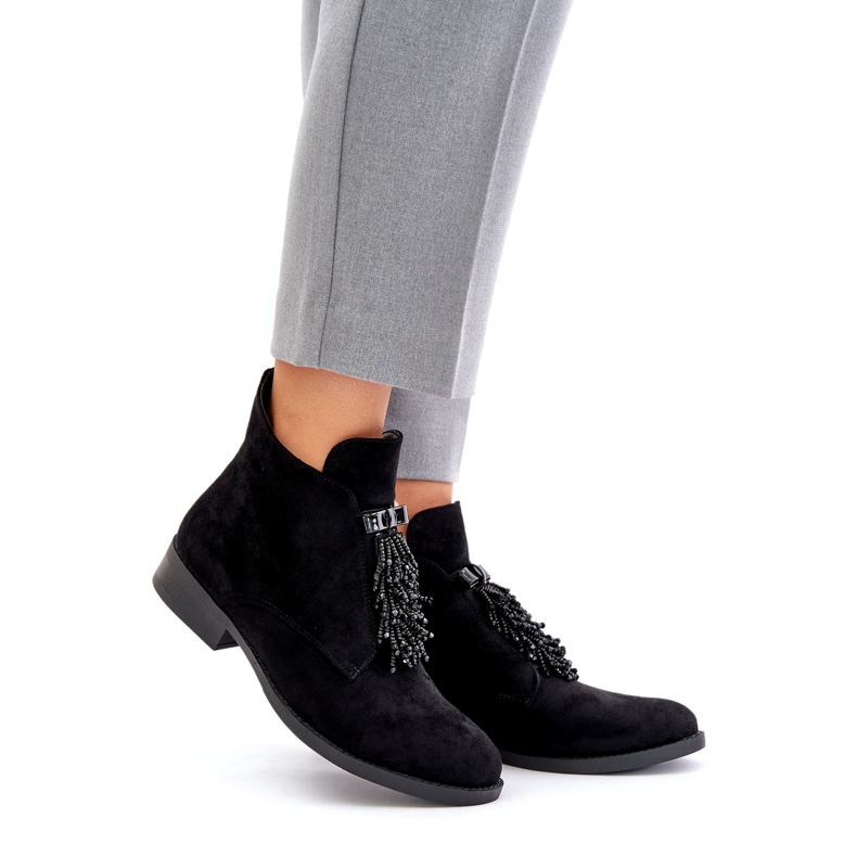 S.Barski Izolované ženské boty se zipem ozdoby S. Barski Hy42-715 Black černá 1