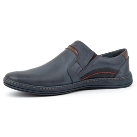 Olivier Pánské mokasíny kožené 520 navy blue modrý 1