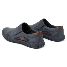 Olivier Pánské mokasíny kožené 520 navy blue modrý 4