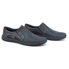Olivier Pánské mokasíny kožené 520 navy blue modrý 2