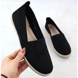 Dámské Espadrilles vklouzly do semišového černého Potocki PY16332 černý 1