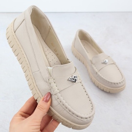 Dámské kožené mokasíny Ekri Helios 441 béžový 1