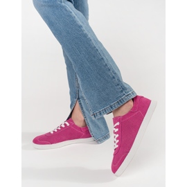 Goodin Růžové tenisky s otevřeným dílem vyrobené z přírodní kůže růžový 1 Goodin Růžové tenisky s otevřeným dílem vyrobené z přírodní kůže růžový 1