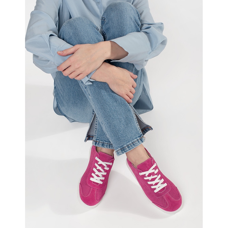Goodin Růžové tenisky s otevřeným dílem vyrobené z přírodní kůže růžový 2