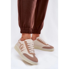 Sportovní bota s nízkým ženským sportovním botou s ekologickou koženou béžovou béžový 2