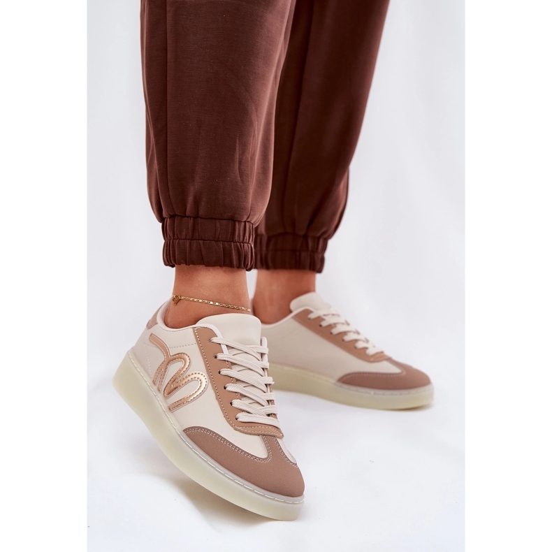 Sportovní bota s nízkým ženským sportovním botou s ekologickou koženou béžovou béžový 2