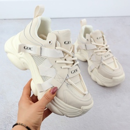 Kožené tenisky na silné podrážky žen béžové goe rr2n4051 béžový 1