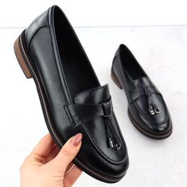 Boty ženské mokasíny Lordy Black Potocki SZ12627 černý 1