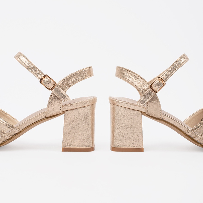 Goodin Zlaté lesklé sandály na sloupku zlatý 1 Goodin Zlaté lesklé sandály na sloupku zlatý 1