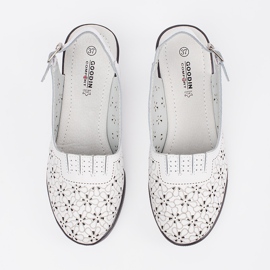 Goodin Bílé malované sandály s nízkým pokojem bílý 2