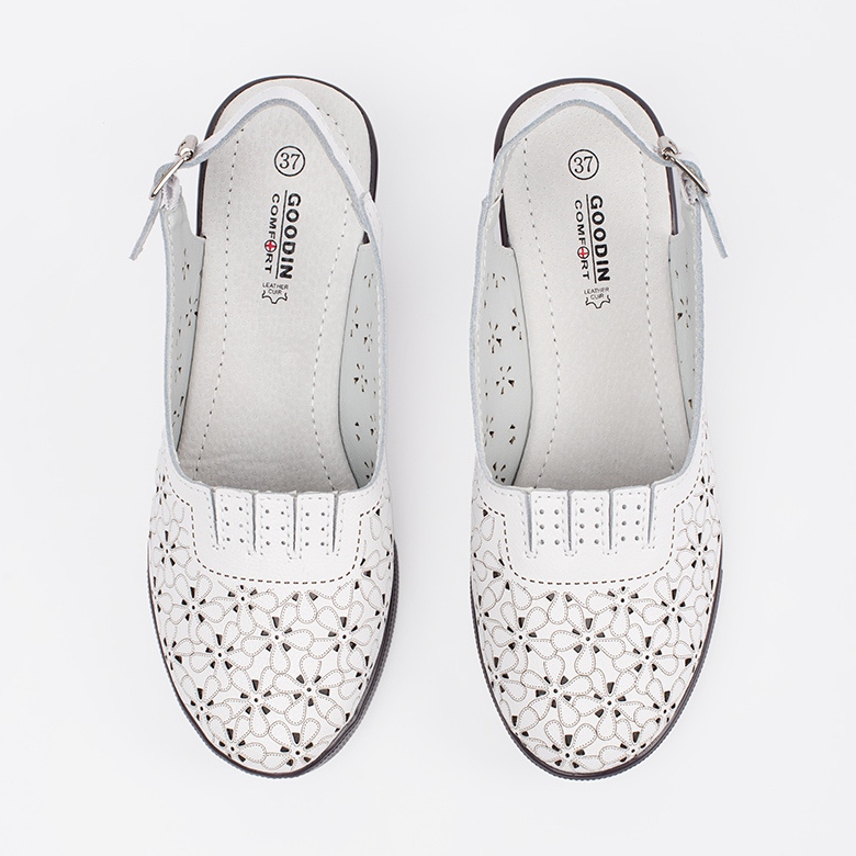 Goodin Bílé malované sandály s nízkým pokojem bílý 2