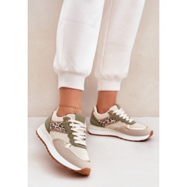 Dámská sportovní bota s leopardem potisku na platformě zelená 2