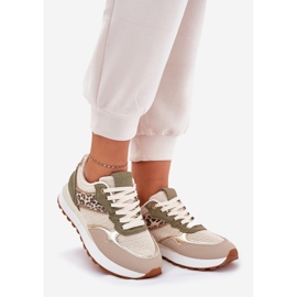 Dámská sportovní bota s leopardem potisku na platformě zelená 1