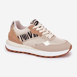Dámská sportovní bota na platformě Zebra Beige béžový 5