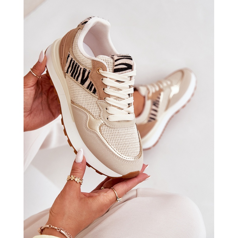 Dámská sportovní bota na platformě Zebra Beige béžový 2