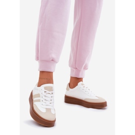 Dámské tenisky na platformě s ekologickou koženou béžovou a bílou béžový 1