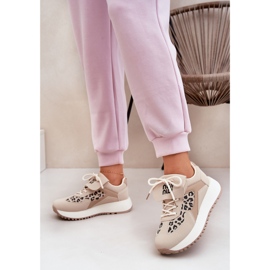 Dámské tenisky sportovní boty na platformě Leopard Beige béžový 4