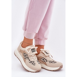 Dámské tenisky sportovní boty na platformě Leopard Beige béžový 3