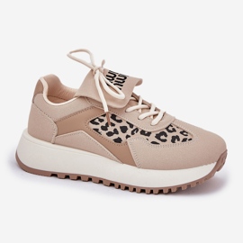 Dámské tenisky sportovní boty na platformě Leopard Beige béžový 5