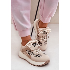Dámské tenisky sportovní boty na platformě Leopard Beige béžový 7