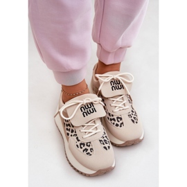 Dámské tenisky sportovní boty na platformě Leopard Beige béžový 8