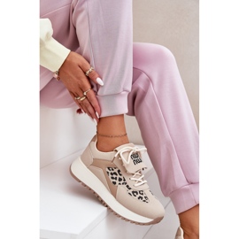 Dámské tenisky sportovní boty na platformě Leopard Beige béžový 9