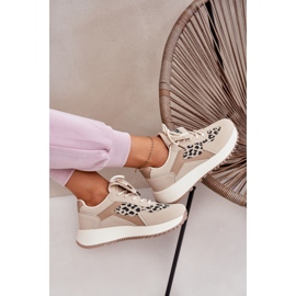 Dámské tenisky sportovní boty na platformě Leopard Beige béžový 10
