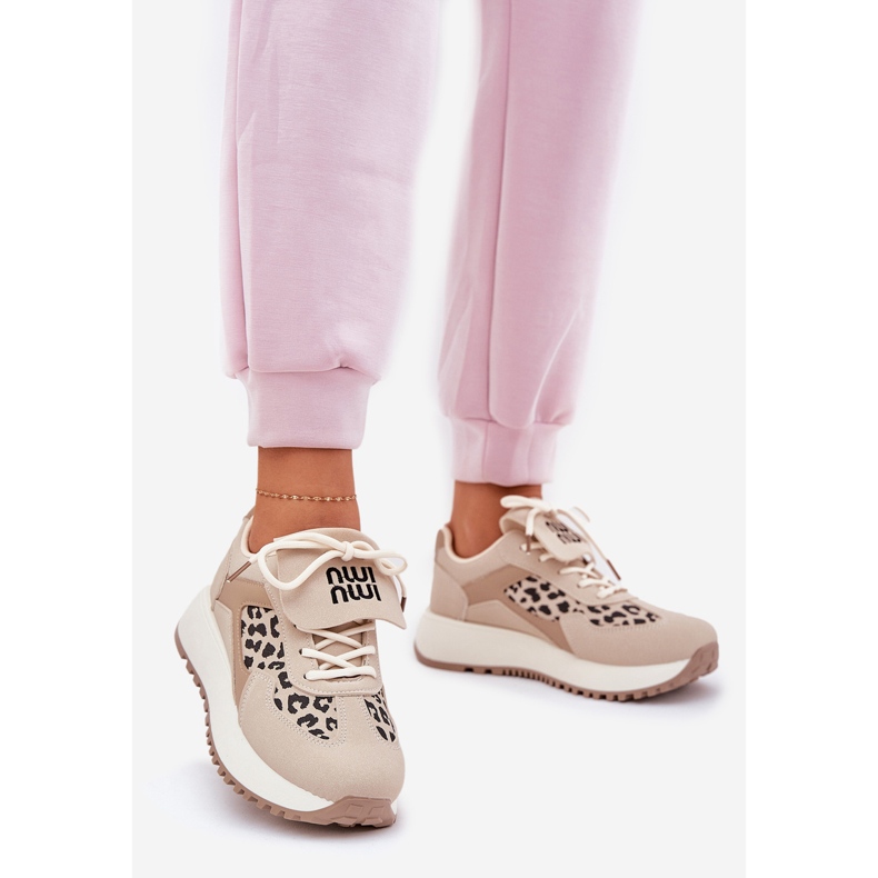 Dámské tenisky sportovní boty na platformě Leopard Beige béžový 1
