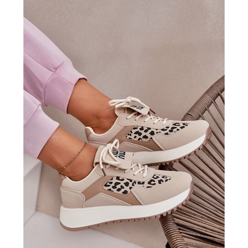 Dámské tenisky sportovní boty na platformě Leopard Beige béžový 2