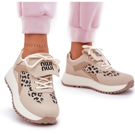 Dámské tenisky sportovní boty na platformě Leopard Beige béžový 11