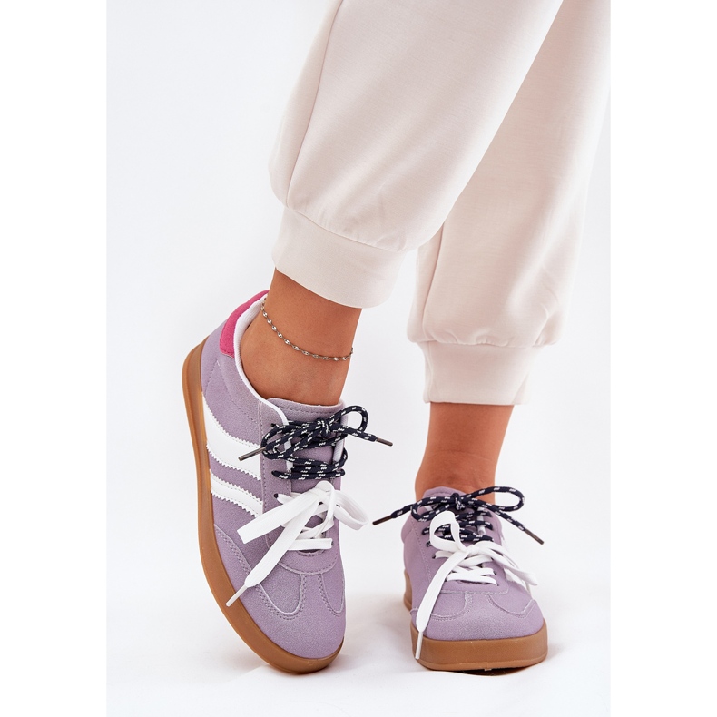 Tenisky s nízkým ženským tenisky s dvojitým fialovým šněrováním 2