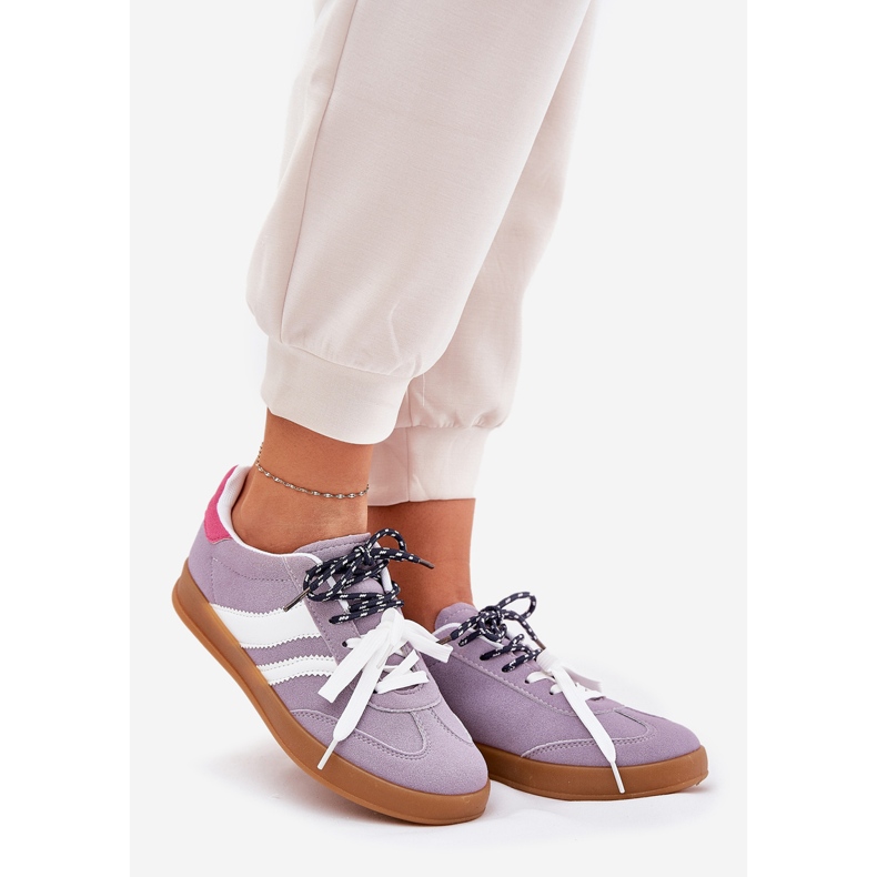 Tenisky s nízkým ženským tenisky s dvojitým fialovým šněrováním 1