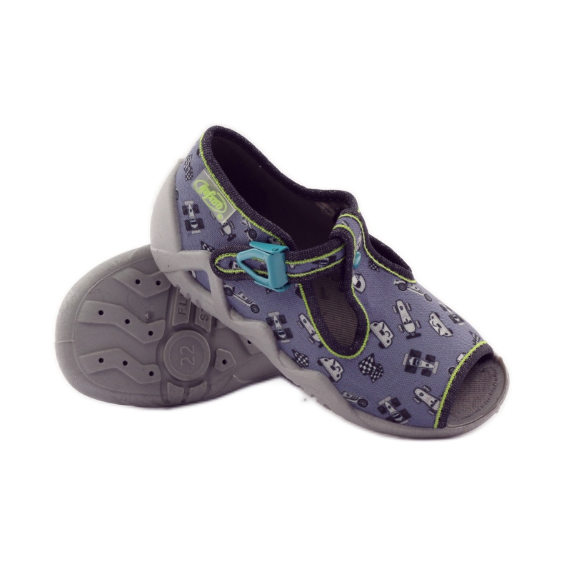 Pantofle Befado 217p092 honičky zelená šedá černá bílý 3