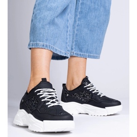 Tenisky černé žen s vložkami třpytivých černá 1