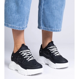 Tenisky černé žen s vložkami třpytivých černá 2