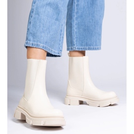 Béžové kotníkové boty s pružným svrškem béžový 1 Béžové kotníkové boty s pružným svrškem béžový 1