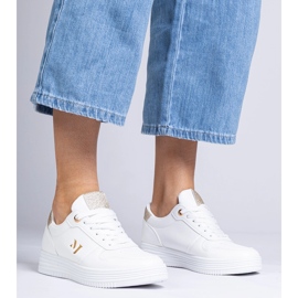 Bílé tenisky žen se zlatým třpytem bílý 2